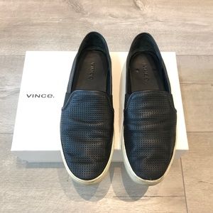 Vince Blair Slip On Black Leather Sneaker